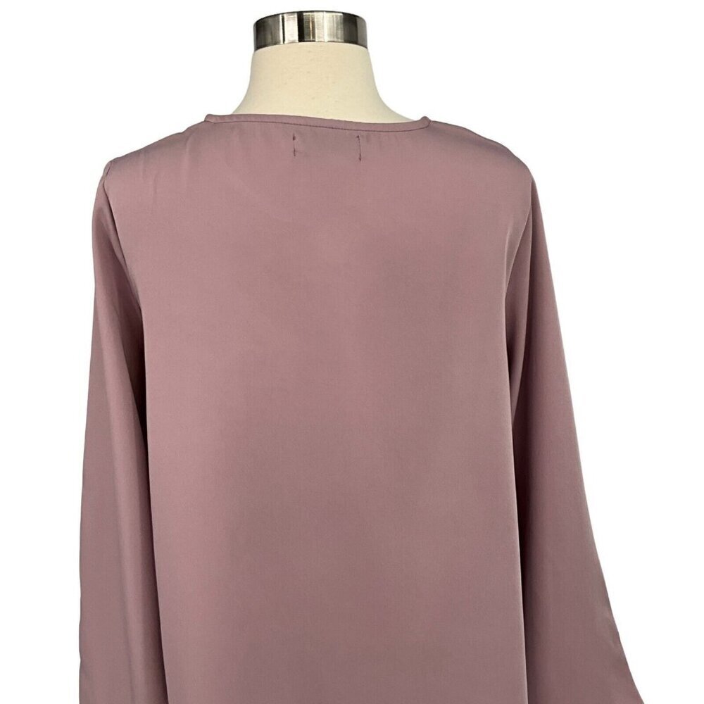 Veiled Collection Size S Tunic Top Dusty Pink Long Sleeve Basic 100% Polyester - Picture 9 of 12